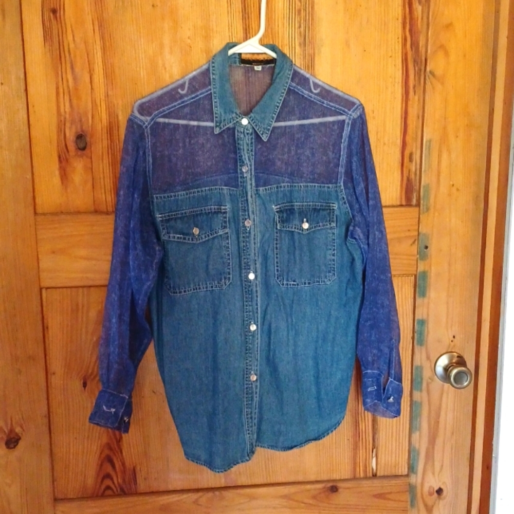 Denim / Chiffon Shirt M